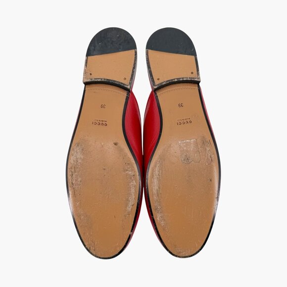 Gucci Princetown Red Leather Horsebit Loafer Mules Flat Shoes Size 39 US 9 Women - Picture 12 of 15
